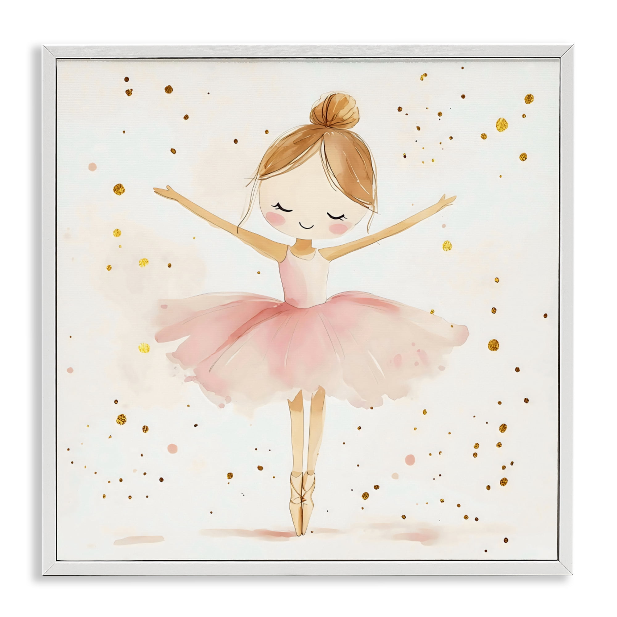 Stupell Industries Ballerina On Her Toes White Framed Giclee Art, design by Creative Studio