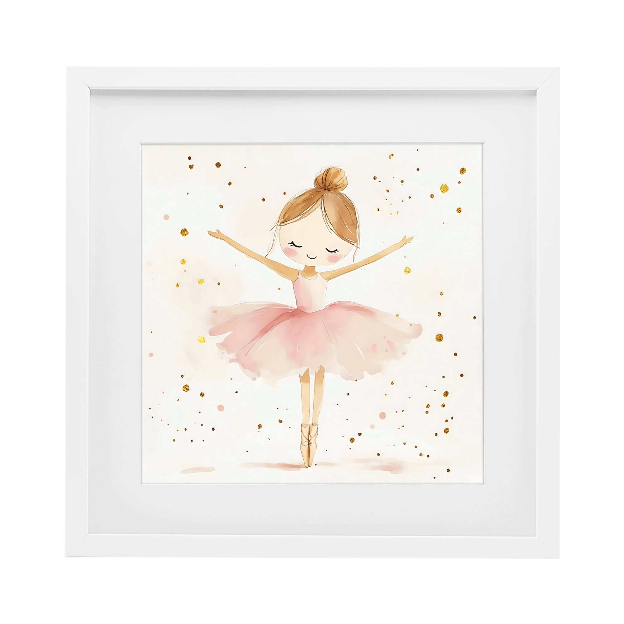 Stupell Industries Ballerina On Her Toes White Framed Print Under Glass, design by Creative Studio