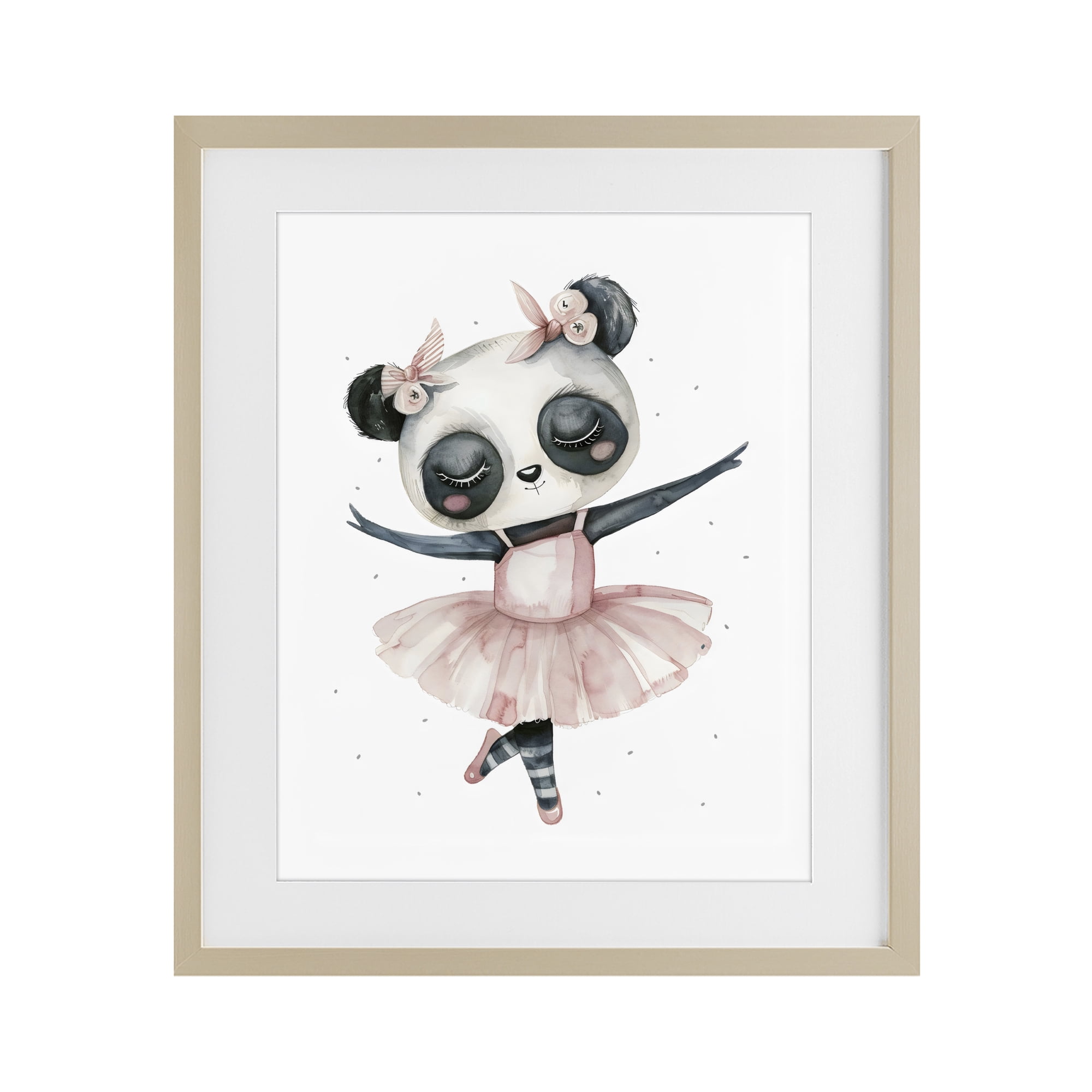 Stupell Industries Ballerina Panda in Pink Tutu Birch Framed Print Under Glass, design by LSR Design Studio
