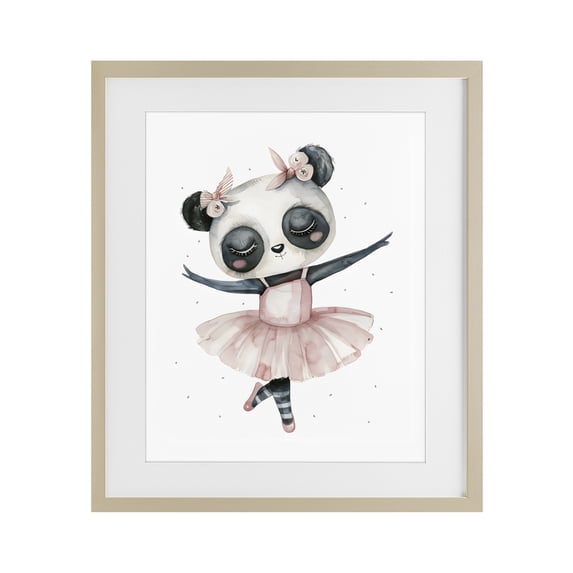 Stupell Industries Cottage Ballerina Panda in Pink Tutu Birch Framed Print Under Glass, 17 x 21, by LSR Design Studio
