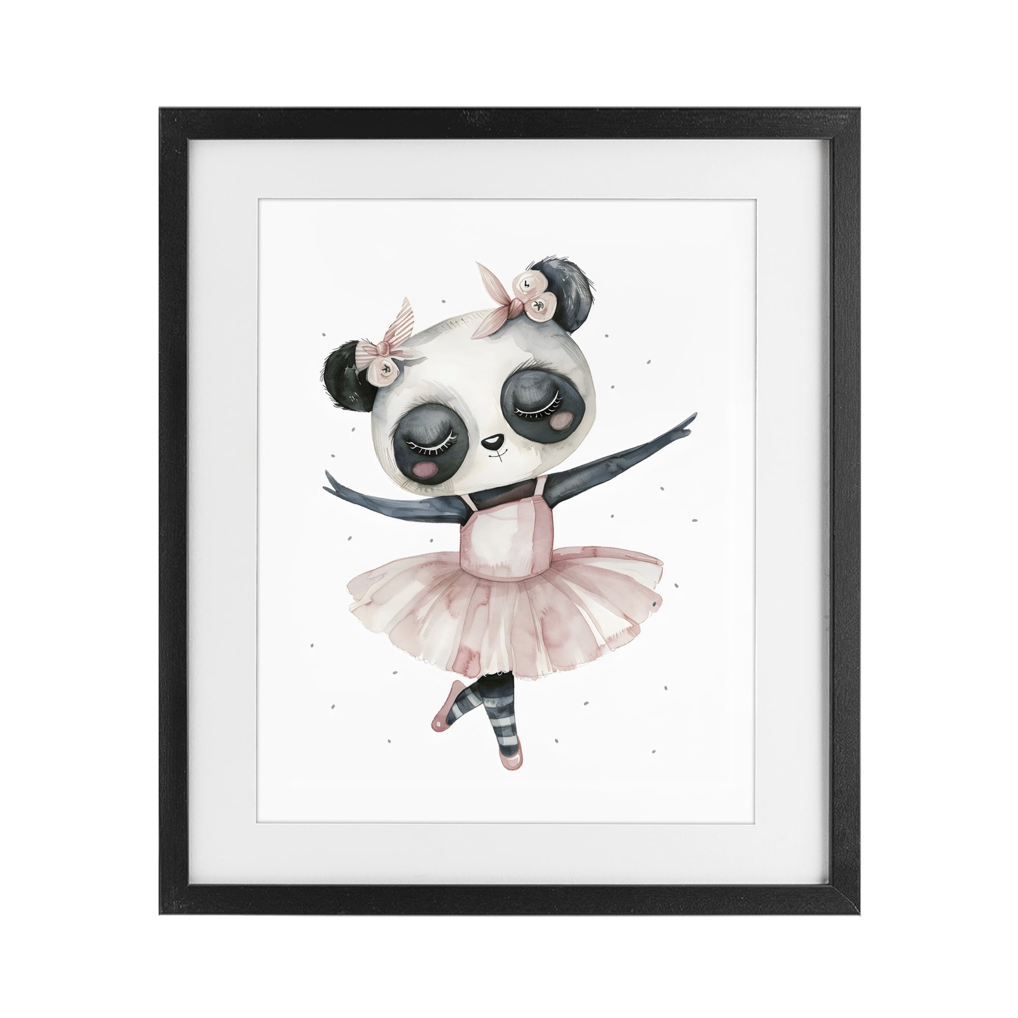 Stupell Industries Ballerina Panda in Pink Tutu Black Framed Print Under Glass, design by LSR Design Studio