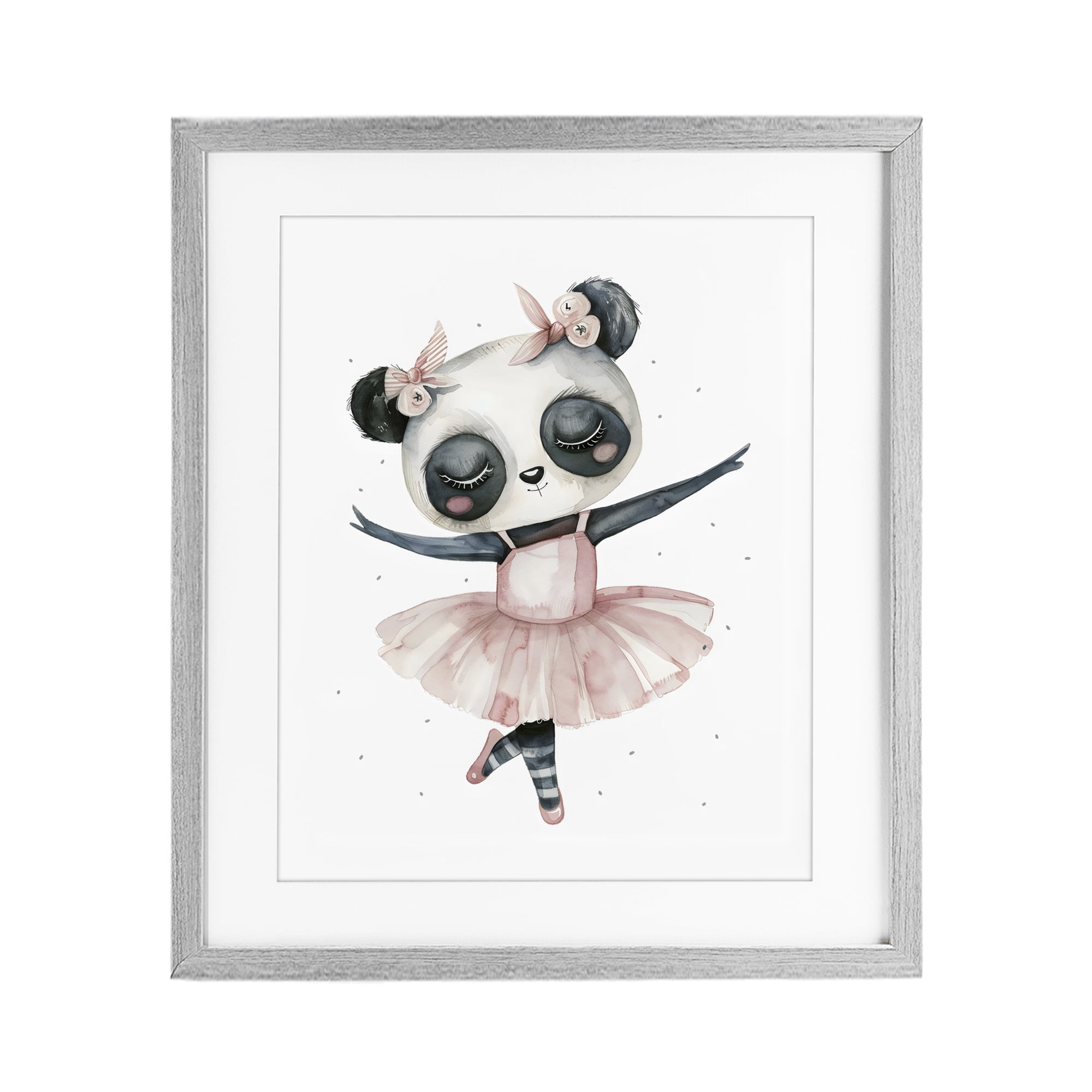 Stupell Industries Ballerina Panda in Pink Tutu Gray Framed Print Under Glass, design by LSR Design Studio