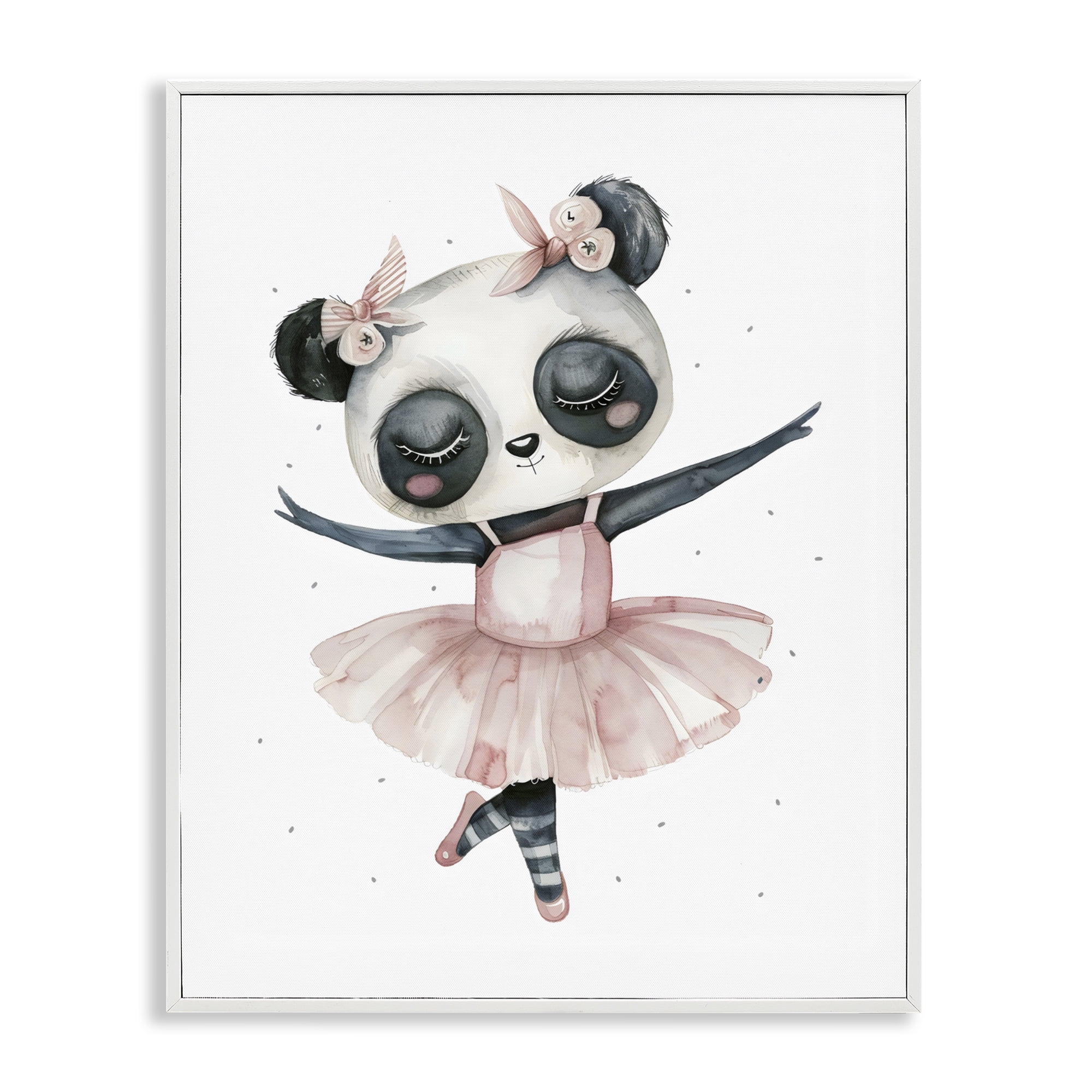 Stupell Industries Ballerina Panda in Pink Tutu White Framed Giclee Art, design by LSR Design Studio