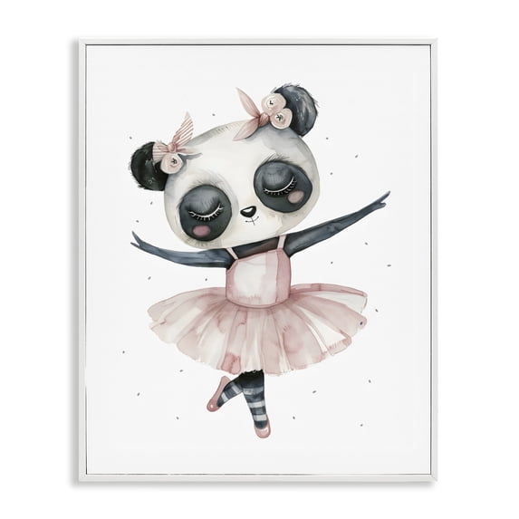 Stupell Industries Cottage Ballerina Panda in Pink Tutu White Framed Giclee Art, 24 x 30, by LSR Design Studio