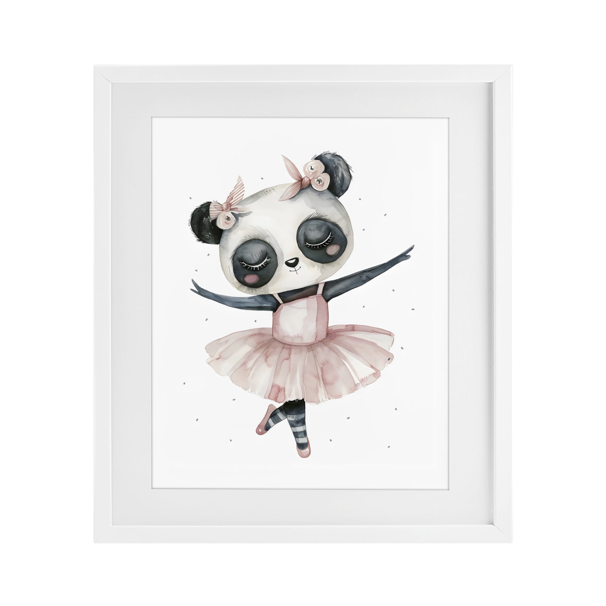 Stupell Industries Ballerina Panda in Pink Tutu White Framed Print Under Glass, design by LSR Design Studio