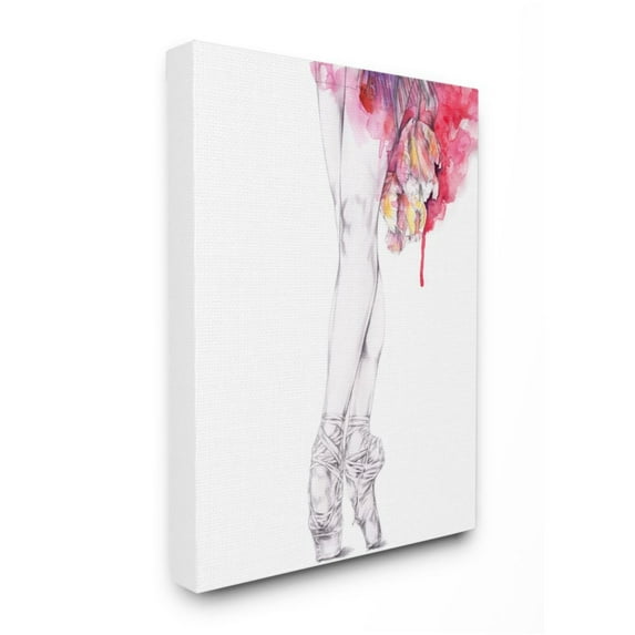 Stupell Industries Ballerina Pointed Toes Pose Pink Watercolor Tutu Design by Elisaveta Stoilova, 30" x 40"