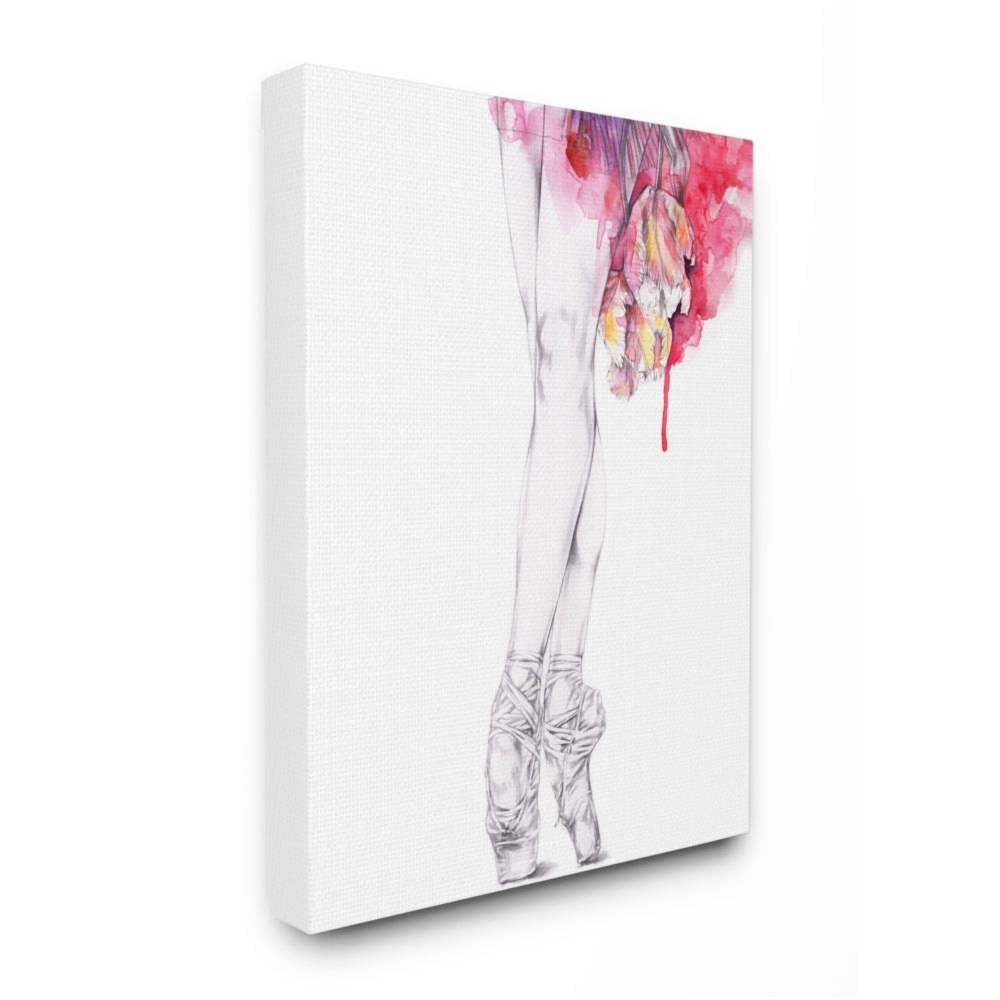 Stupell Industries Ballerina Pointed Toes Pose Pink Watercolor Tutu Design by Elisaveta Stoilova, 36" x 48"