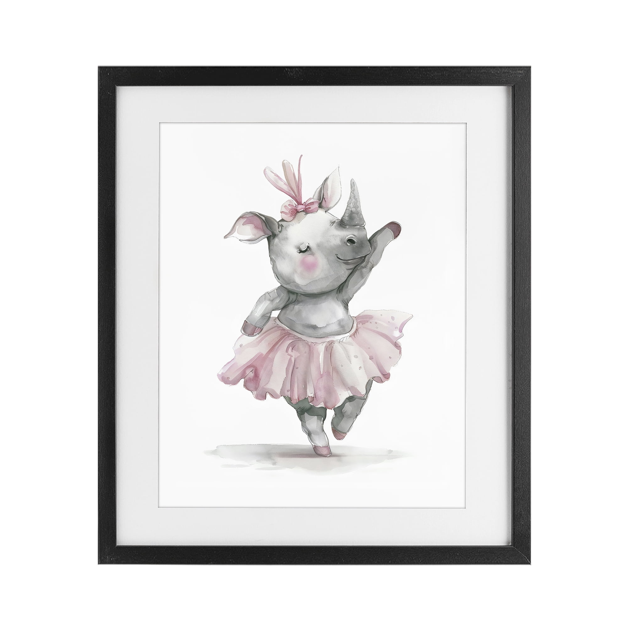 Stupell Industries Ballerina Rhino in Pink Tutu Black Framed Print Under Glass, design by LSR Design Studio