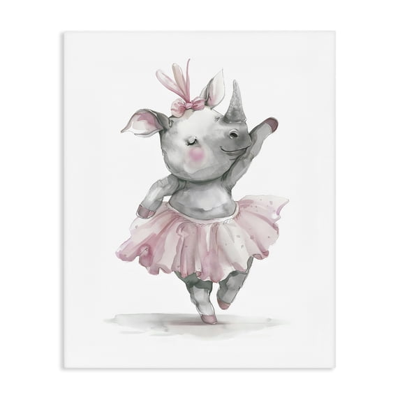 Stupell Industries Cottage Ballerina Rhino in Pink Tutu Canvas Art, 16 x 20, by LSR Design Studio