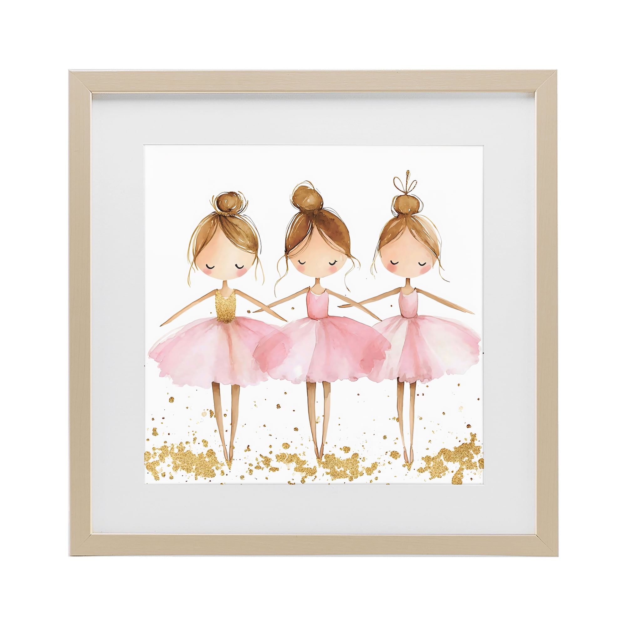 Stupell Industries Ballerina Trio in Pink Tutus Birch Framed Print Under Glass, design by Creative Studio