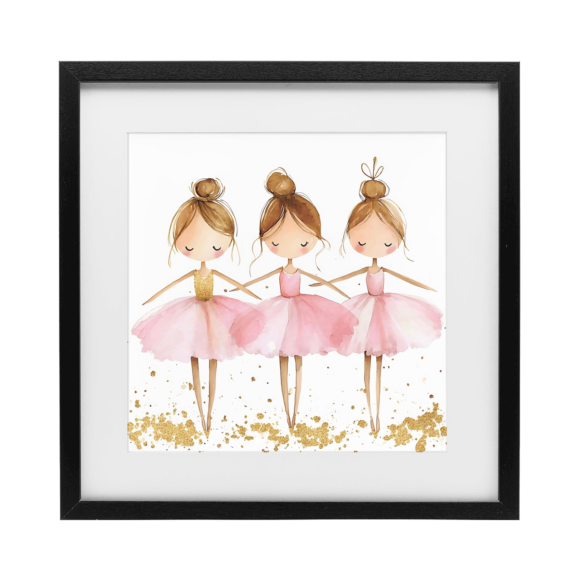 Stupell Industries Ballerina Trio in Pink Tutus Black Framed Print Under Glass, design by Creative Studio