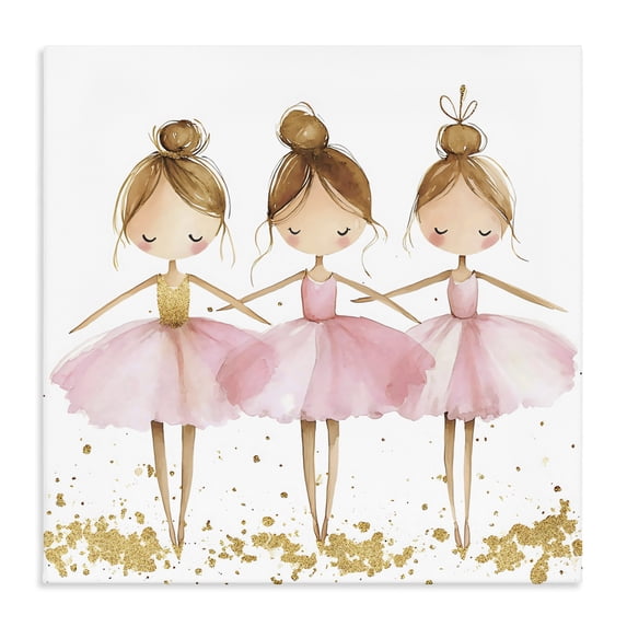 Stupell Industries Cottage Ballerina Trio in Pink Tutus Canvas Art, 36 x 36, by Creative Studio