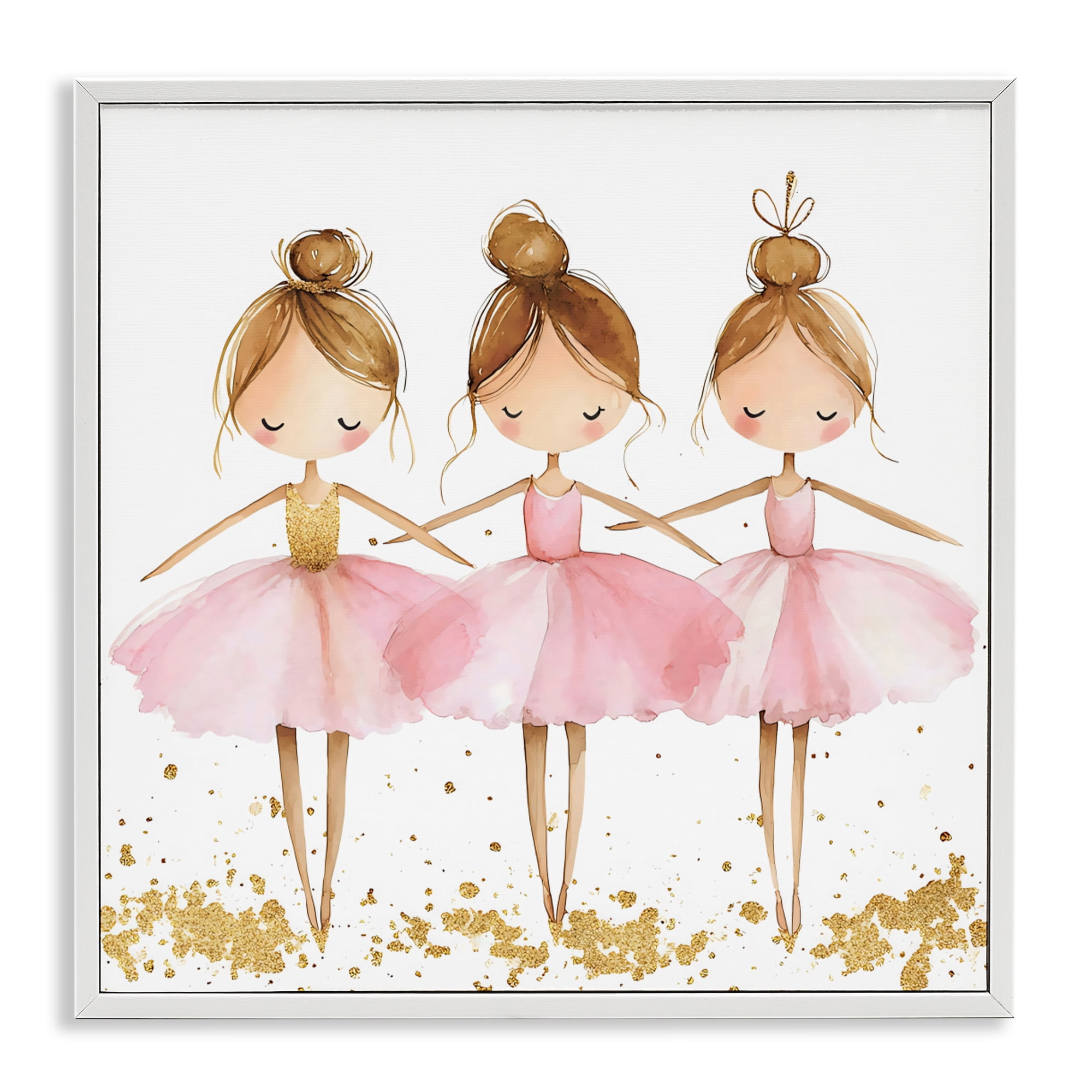 Stupell Industries Ballerina Trio in Pink Tutus White Framed Giclee Art, design by Creative Studio