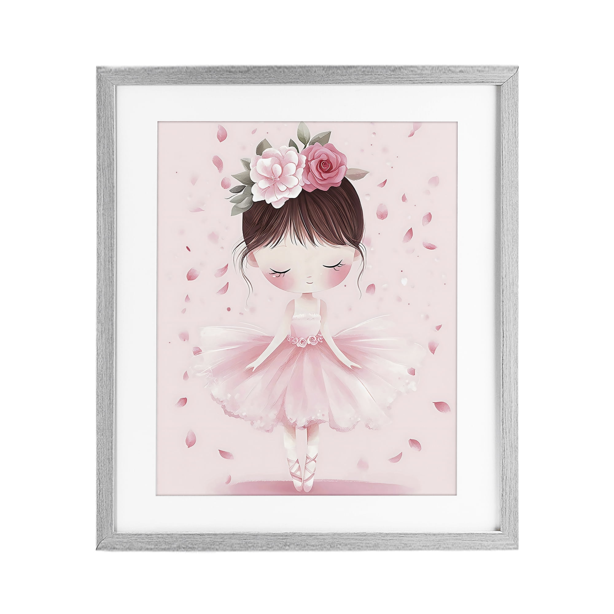 Stupell Industries Ballerina With Floral Headdress Gray Framed Print Under Glass, design by Creative Studio