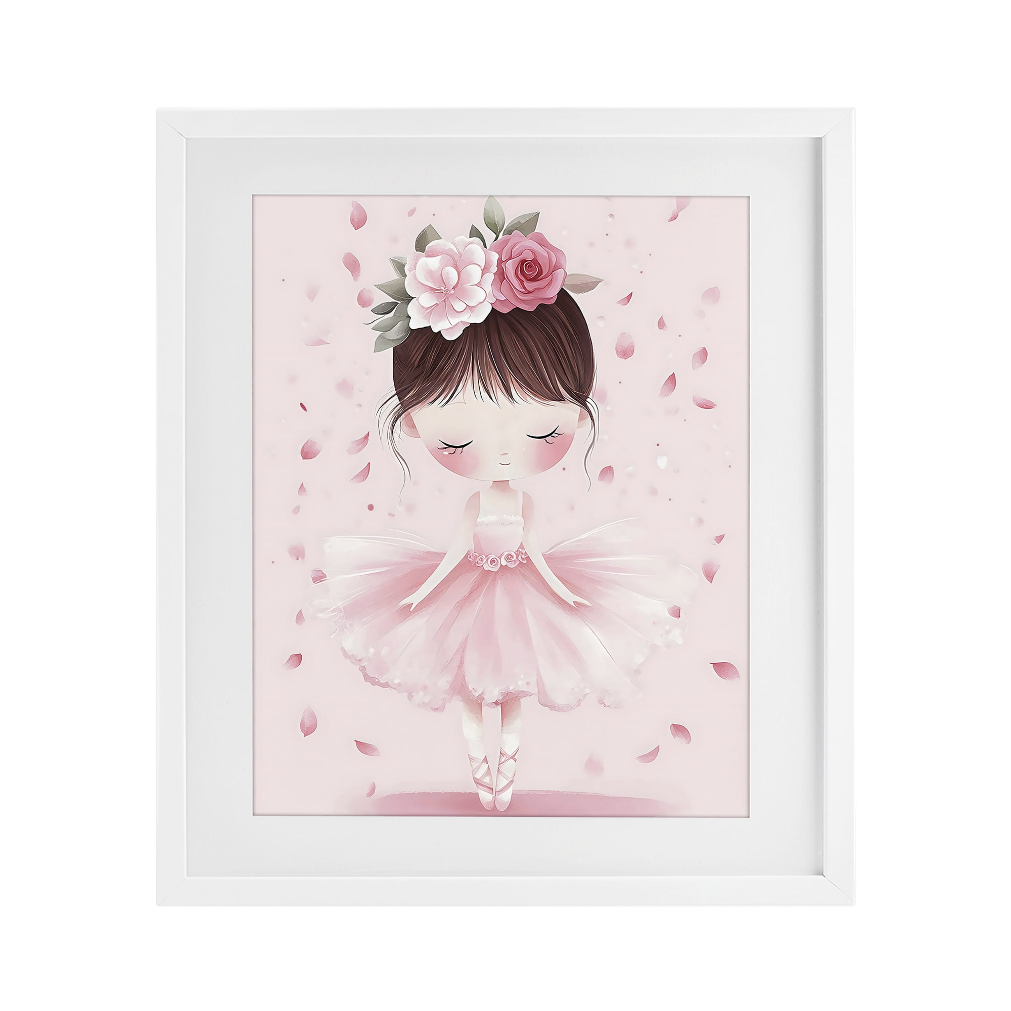 Stupell Industries Ballerina With Floral Headdress White Framed Print Under Glass, design by Creative Studio