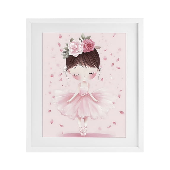 Stupell Industries Cottage Ballerina With Floral Headdress White Framed Print Under Glass, 13 x 16, by Creative Studio