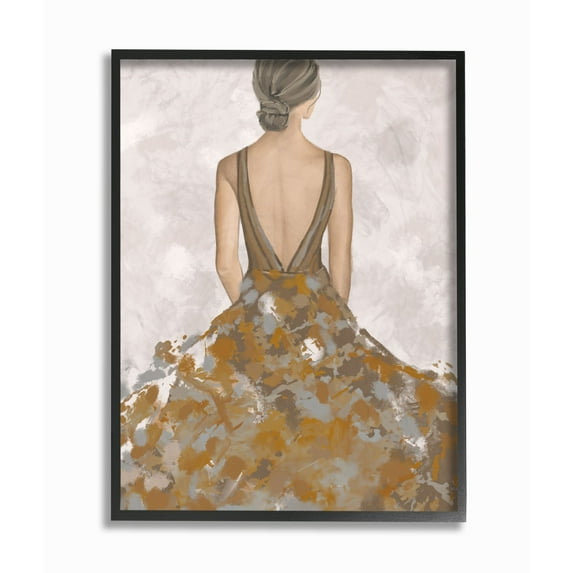 Stupell Industries Ballerina Woman Brown Gray Painting Framed Wall Art by Ziwei Li
