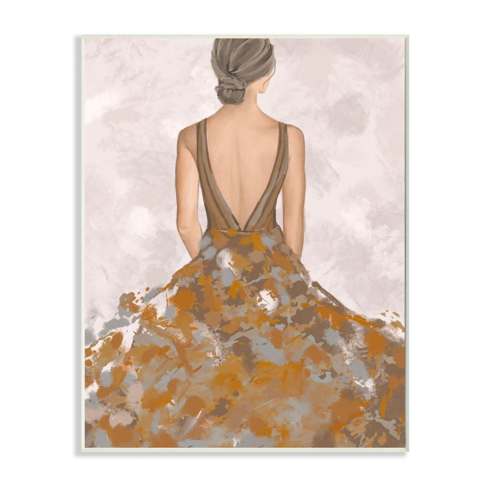 Stupell Industries Ballerina Woman Brown Gray Painting Wall Plaque by Ziwei Li