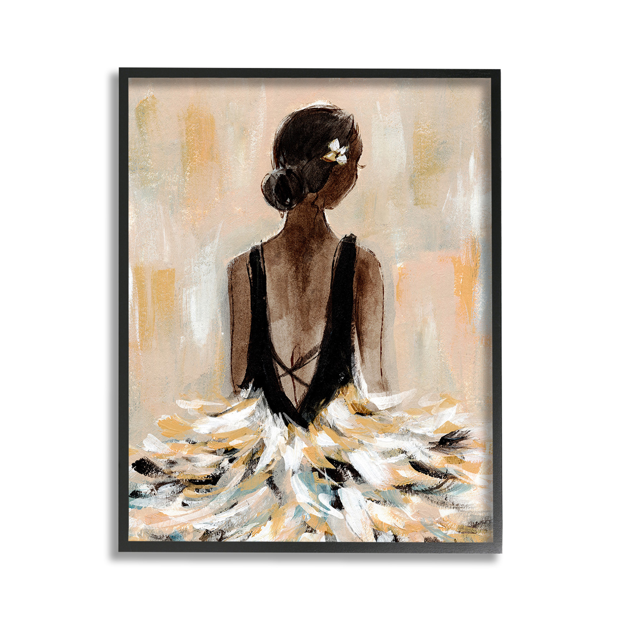Stupell Industries Ballerina in Abstract Gown Beauty & Fashion Painting Black Framed Art Print Wall Art, 11 x 14