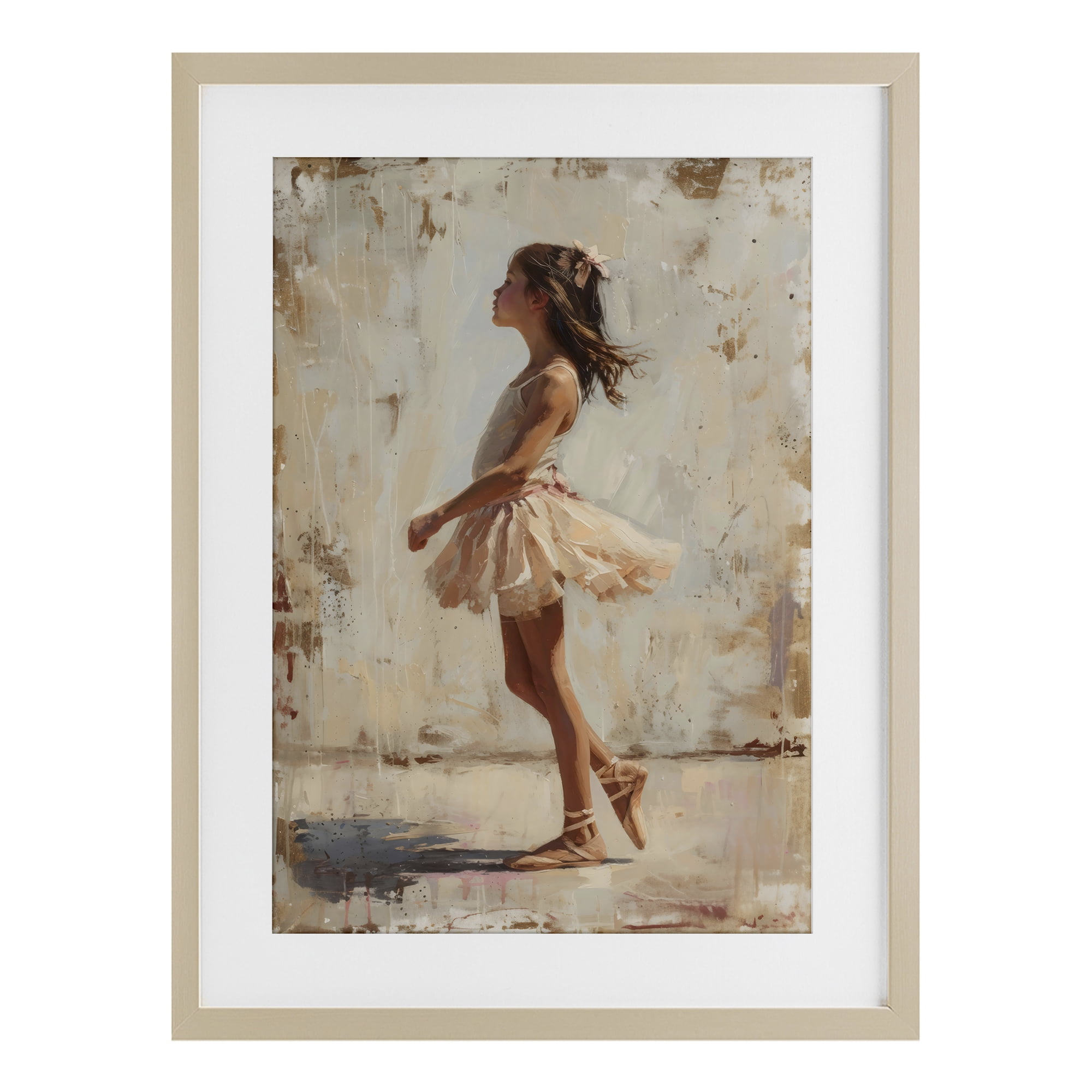 Stupell Industries Ballerina in Soft Light Birch Framed Print Under Glass, design by Creative Studio