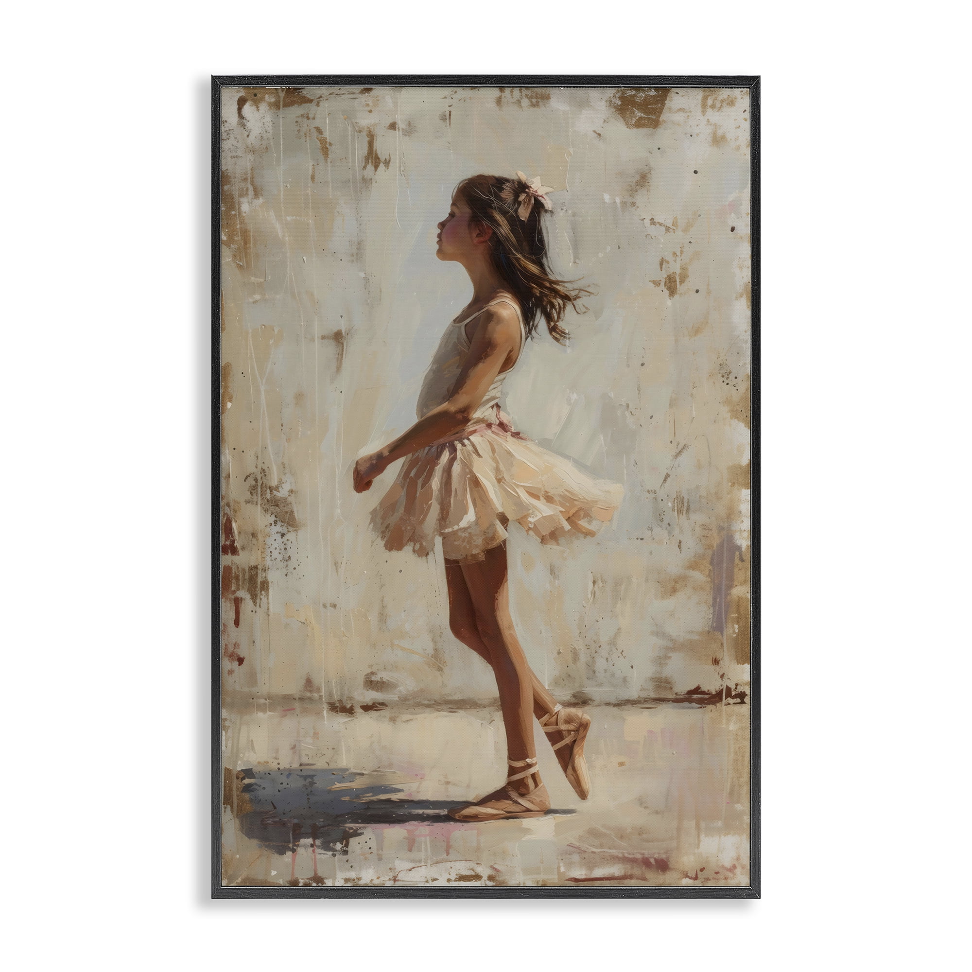 Stupell Industries Ballerina in Soft Light Black Framed Giclee Art, design by Creative Studio