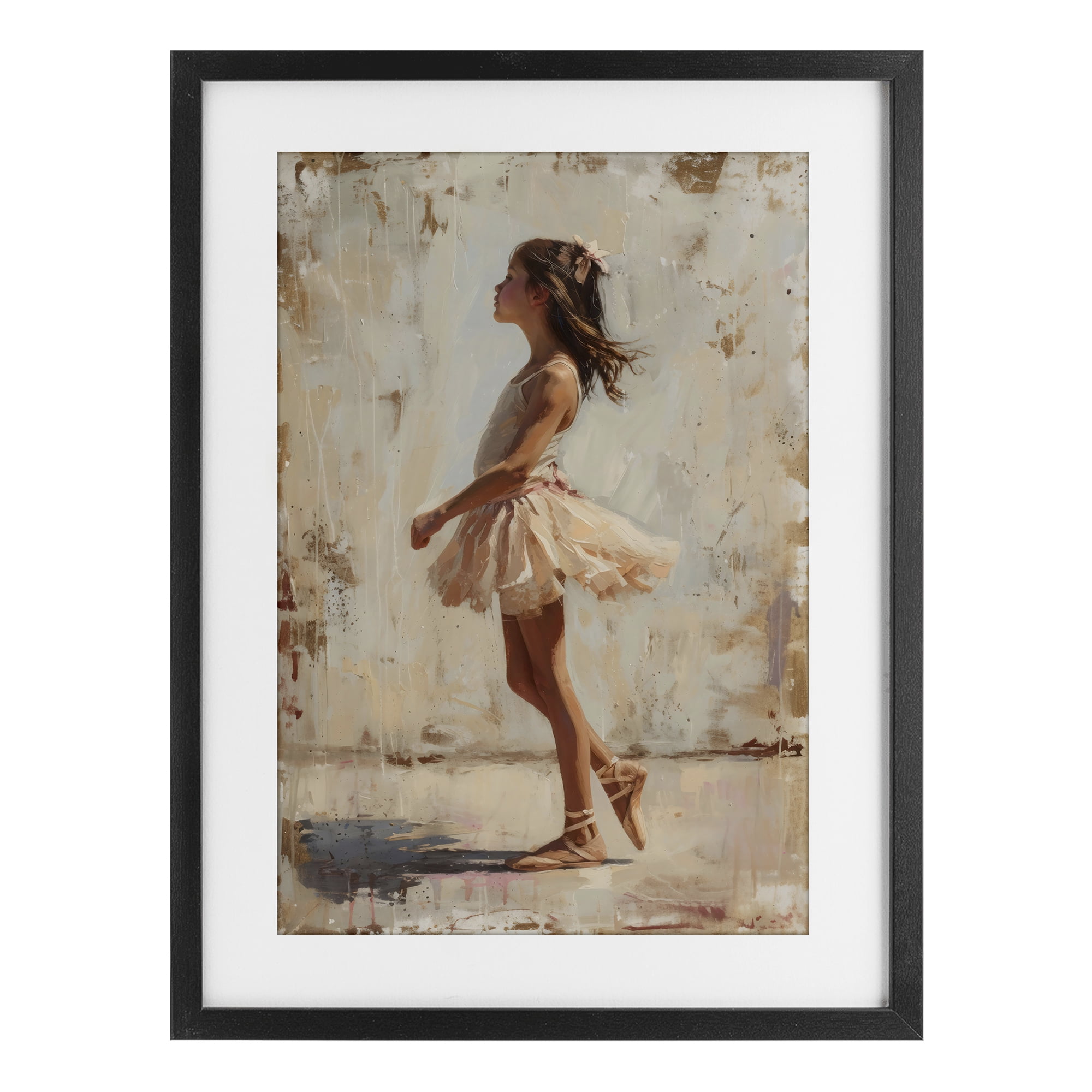 Stupell Industries Ballerina in Soft Light Black Framed Print Under Glass, design by Creative Studio