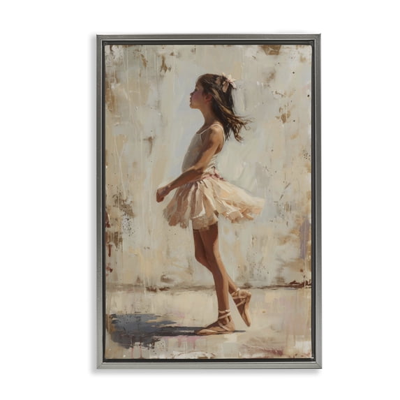 Stupell Industries Eclectic Ballerina in Soft Light Gray Floating Frame Canvas Art, 17 x 25, by Creative Studio