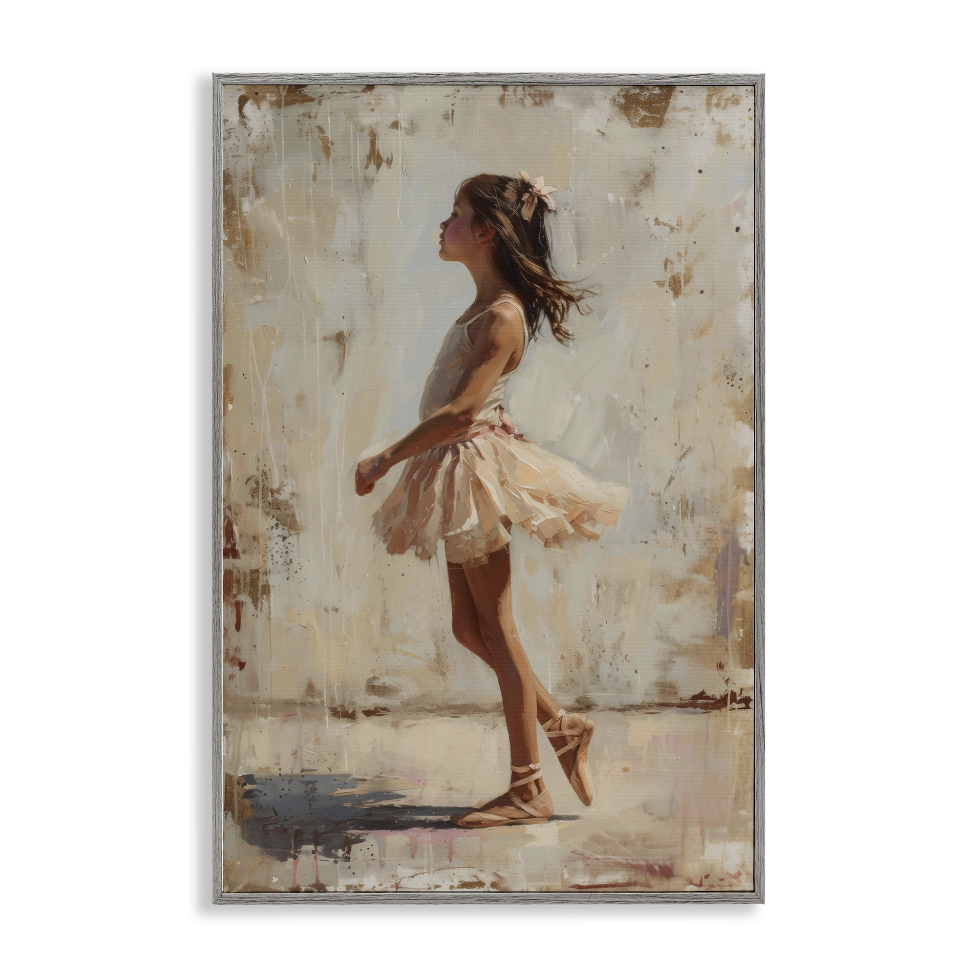 Stupell Industries Ballerina in Soft Light Gray Framed Giclee Art, design by Creative Studio