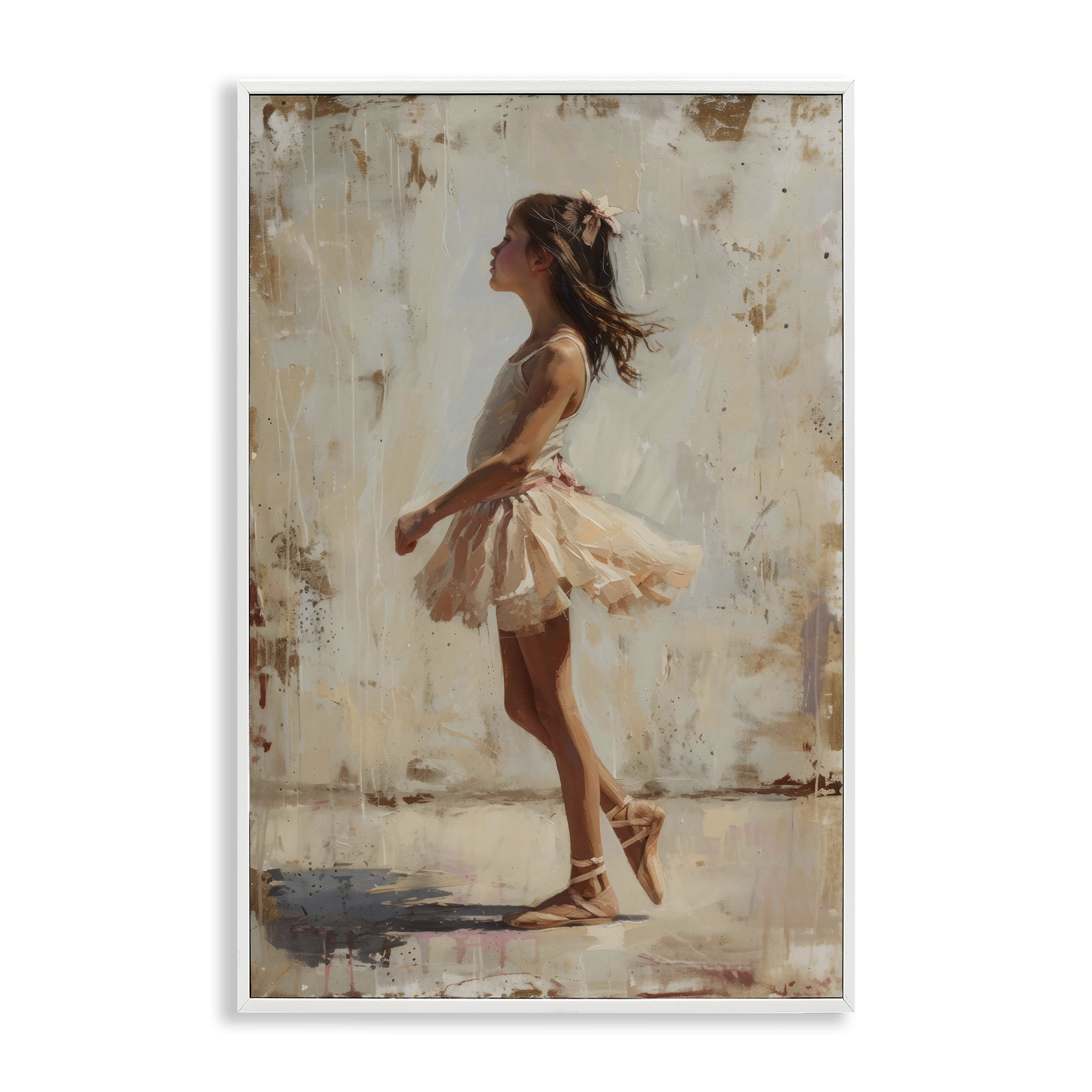 Stupell Industries Ballerina in Soft Light White Framed Giclee Art, design by Creative Studio