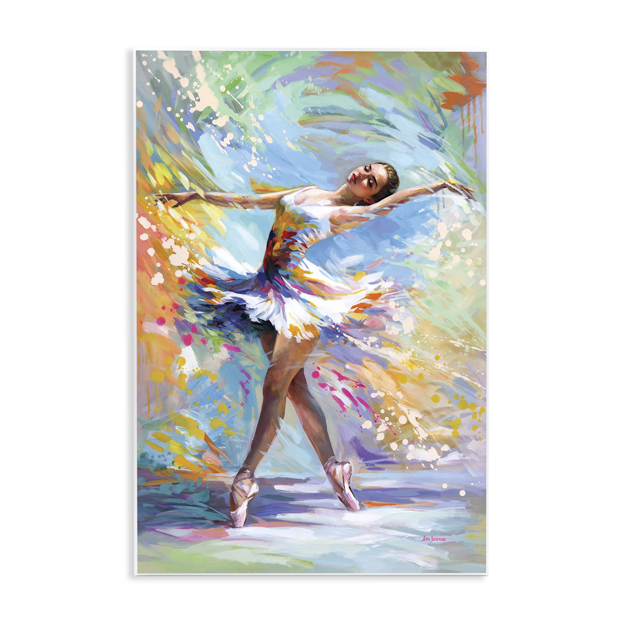 Stupell Industries Ballerina on Pastel Splatter Entertainment Painting Unframed Art Print Wall Art, 13 x 19