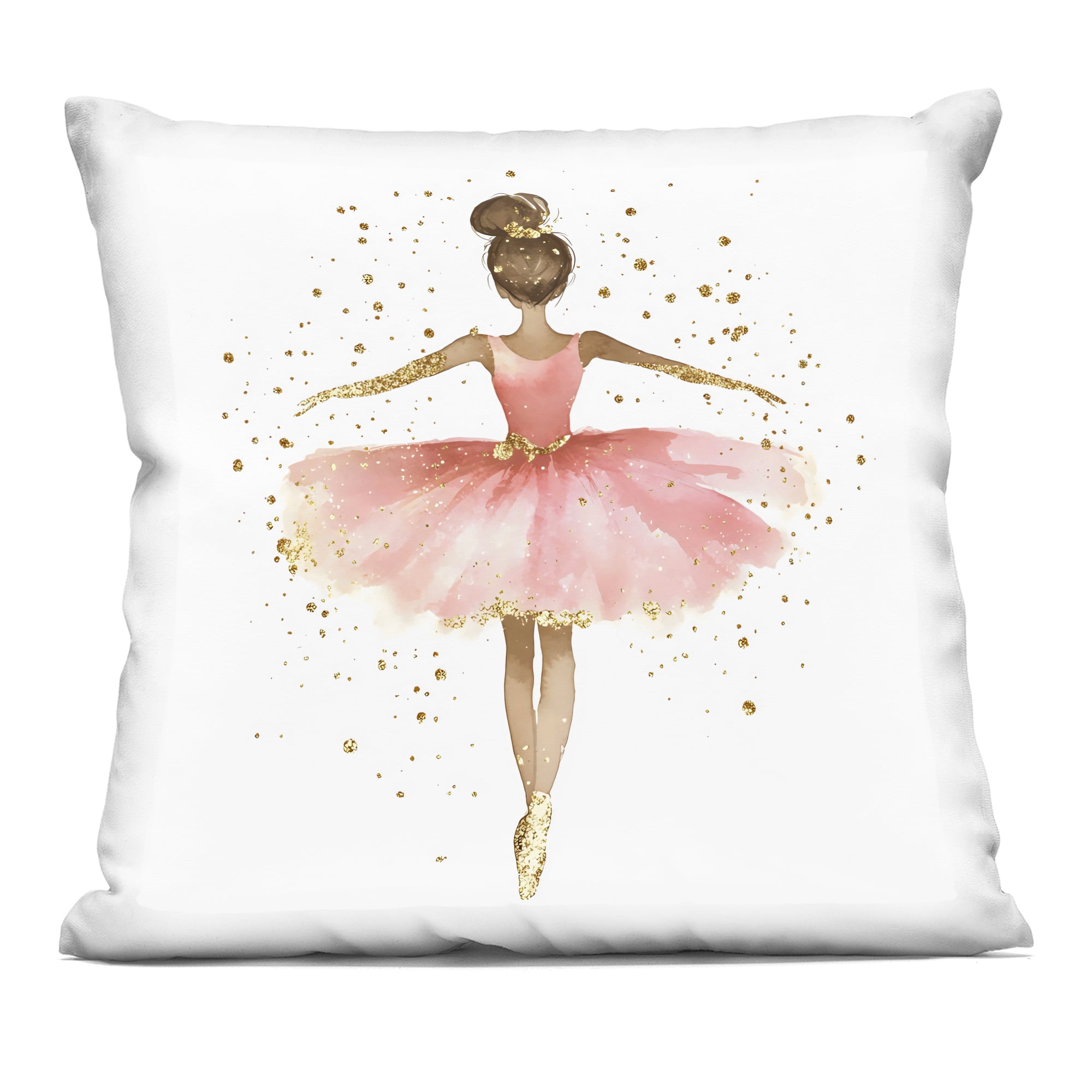 Stupell Industries Ballerina with Gold Glitter Decorative Printed Throw Pillow, design by Creative Studio