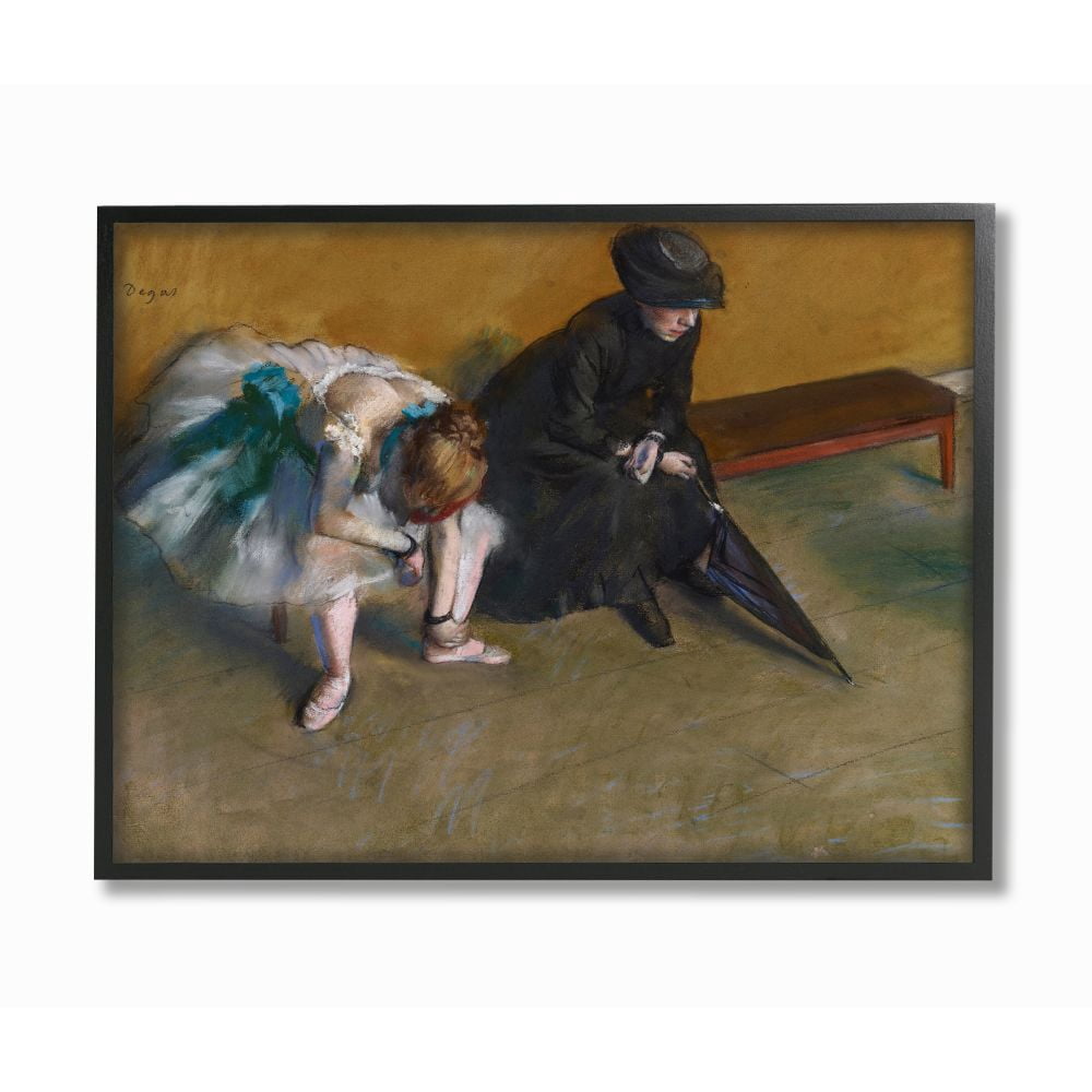 Stupell Industries Ballet Break Classic Degas Painting Framed Wall Art by Edgar Degas, 16" x 20", Black Framed