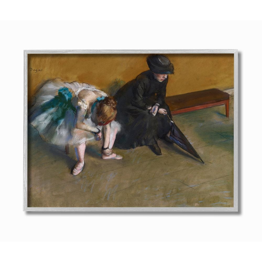 Stupell Industries Ballet Break Classic Degas Painting Framed Wall Art by Edgar Degas, 16" x 20", Gray Framed