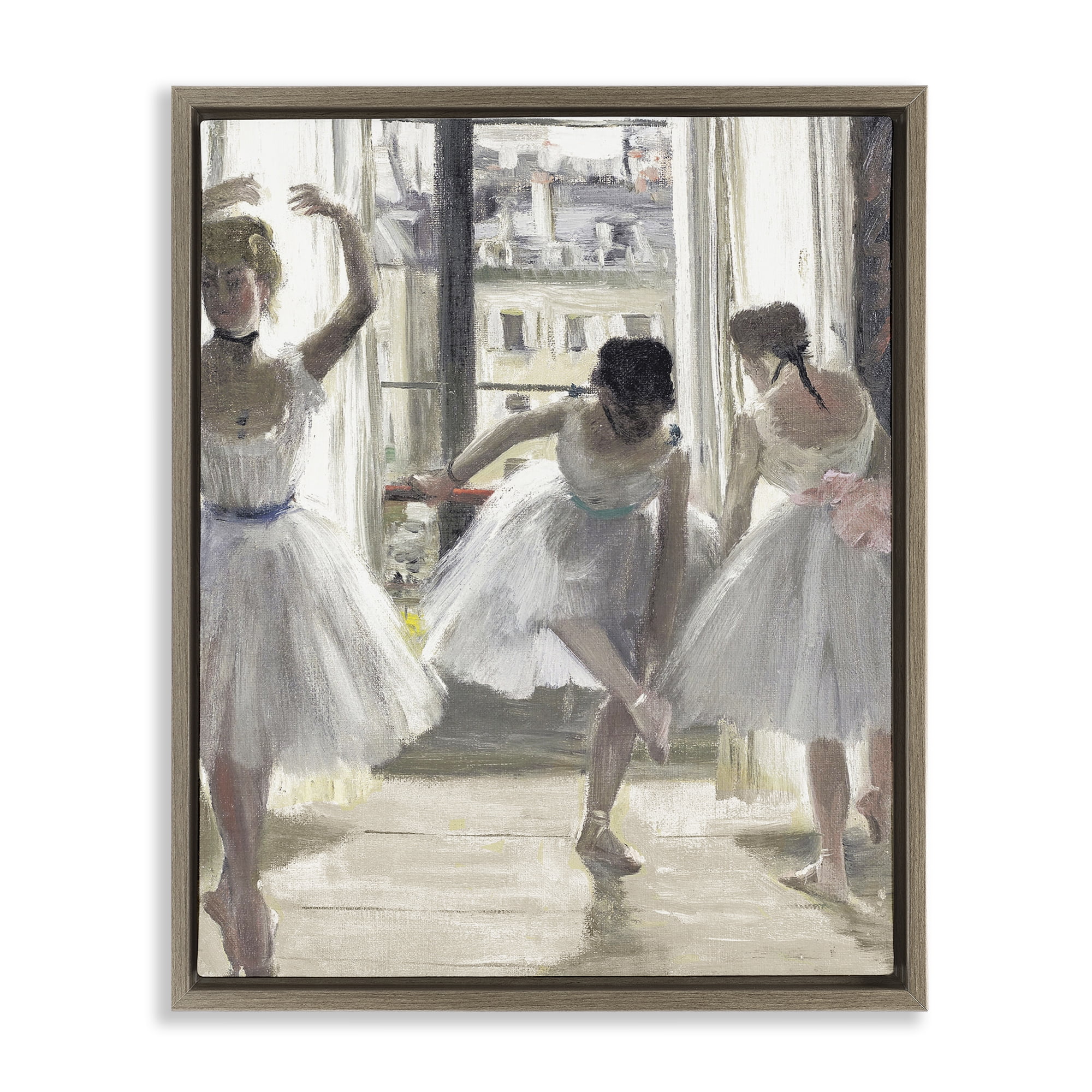 Stupell Industries Ballet Class In Practice Brown Framed Floater Canvas Wall Art, design by Leah Straatsma