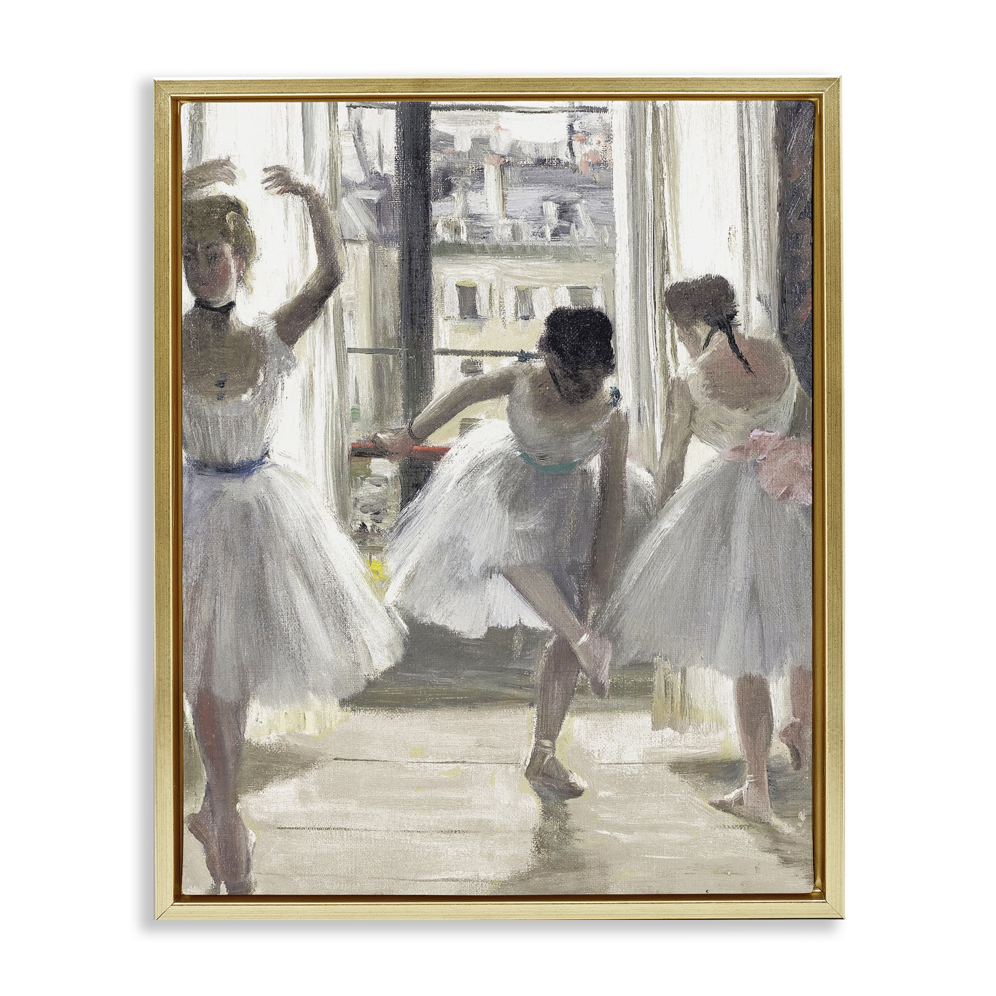 Stupell Industries Ballet Class In Practice Gold Framed Floater Canvas Wall Art, design by Leah Straatsma