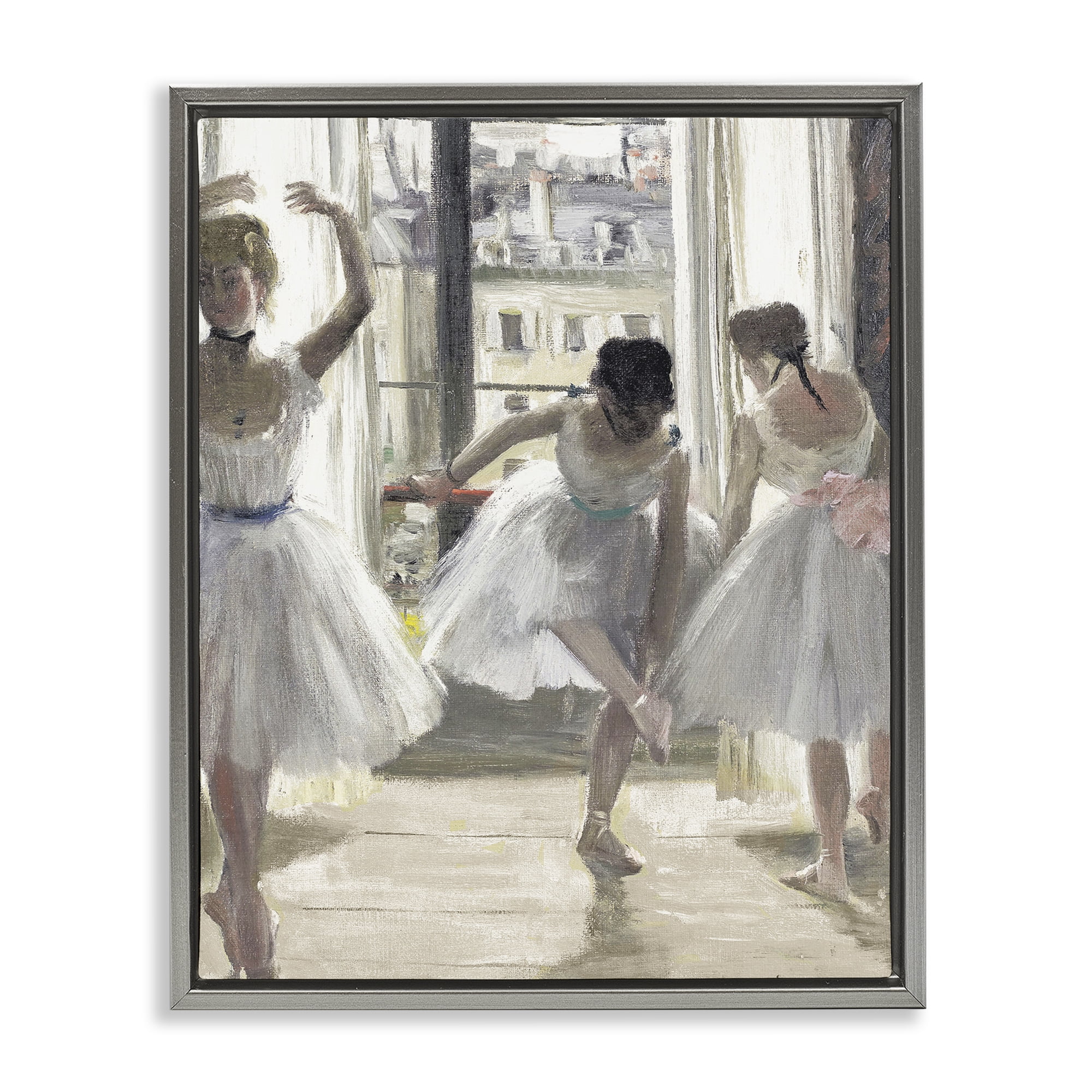Stupell Industries Ballet Class In Practice Gray Framed Floater Canvas Wall Art, design by Leah Straatsma