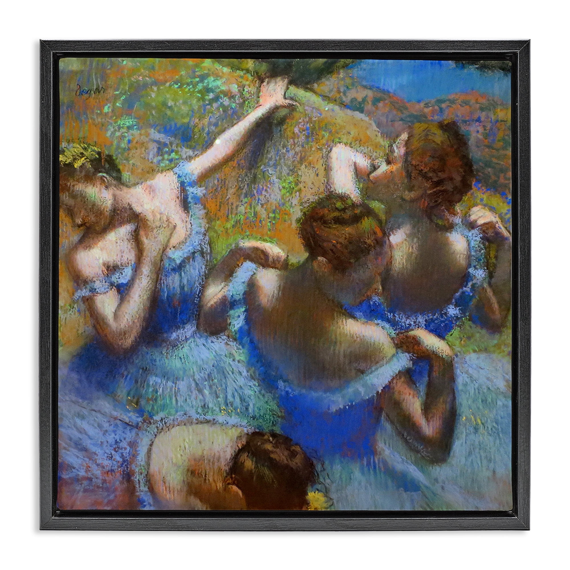 Stupell Industries Ballet Dancers Classic Degas Painting Abstract Painting Black Floater Framed Canvas Art Print Wall Art, 18 x 18