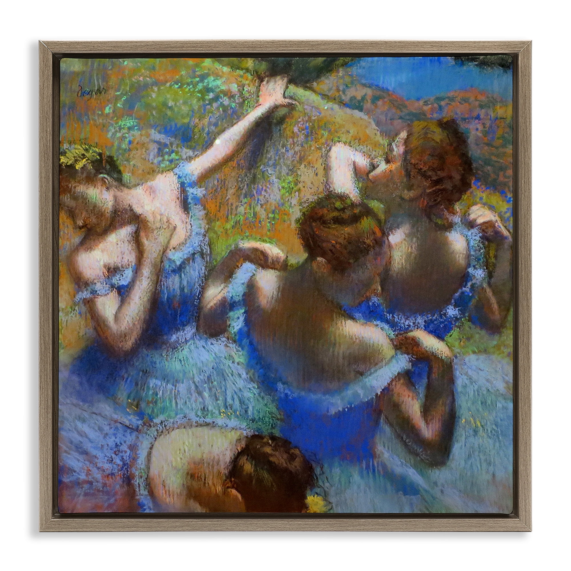 Stupell Industries Ballet Dancers Classic Degas Painting Abstract Painting Brown Floater Framed Canvas Art Print Wall Art, 25 x 25