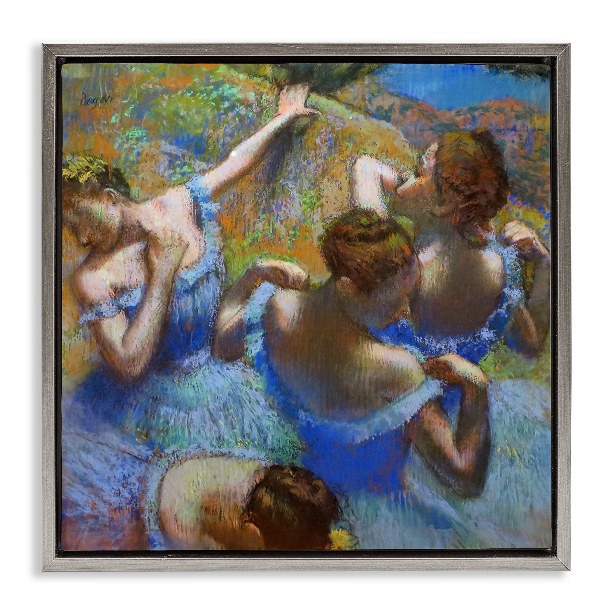 Stupell Industries Ballet Dancers Classic Degas Painting Abstract Painting Gray Floater Framed Canvas Art Print Wall Art, 25 x 25