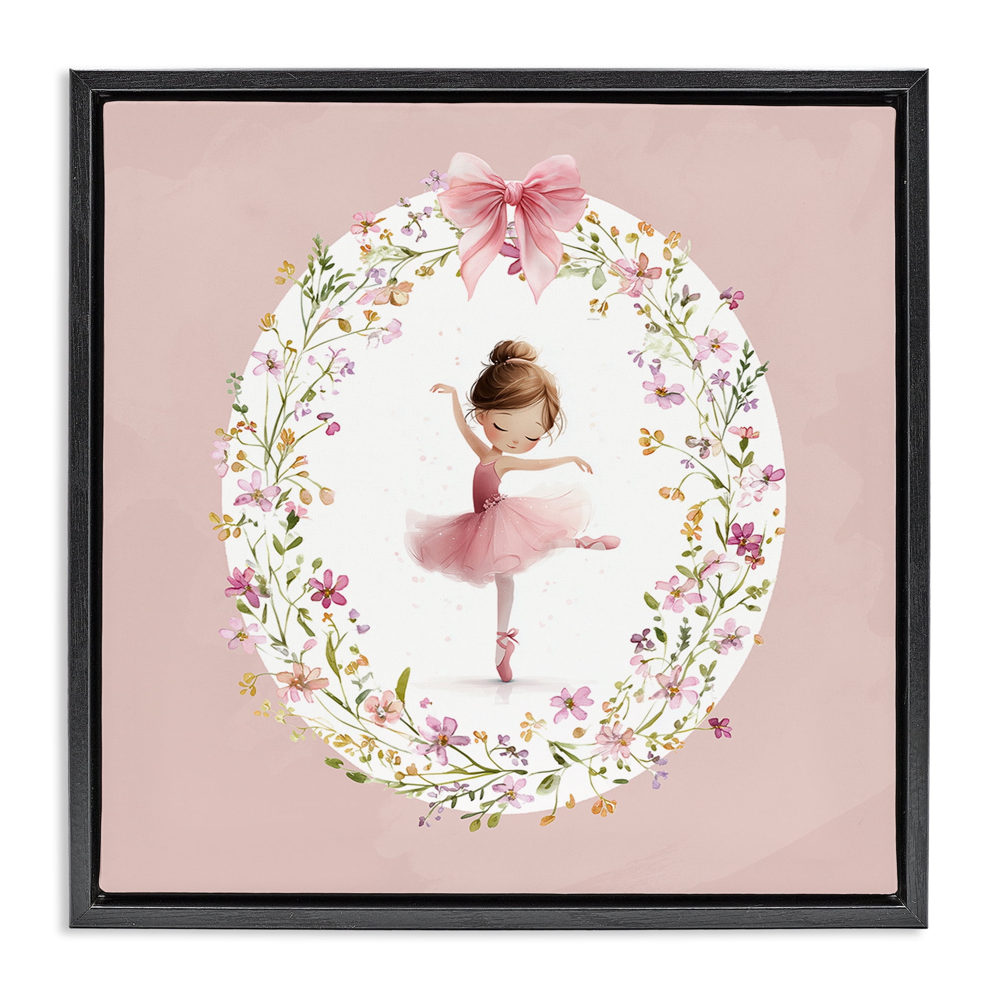 Stupell Industries Ballet Dancing Princess Black Framed Floater Canvas Wall Art, design by Christine Simpson Art