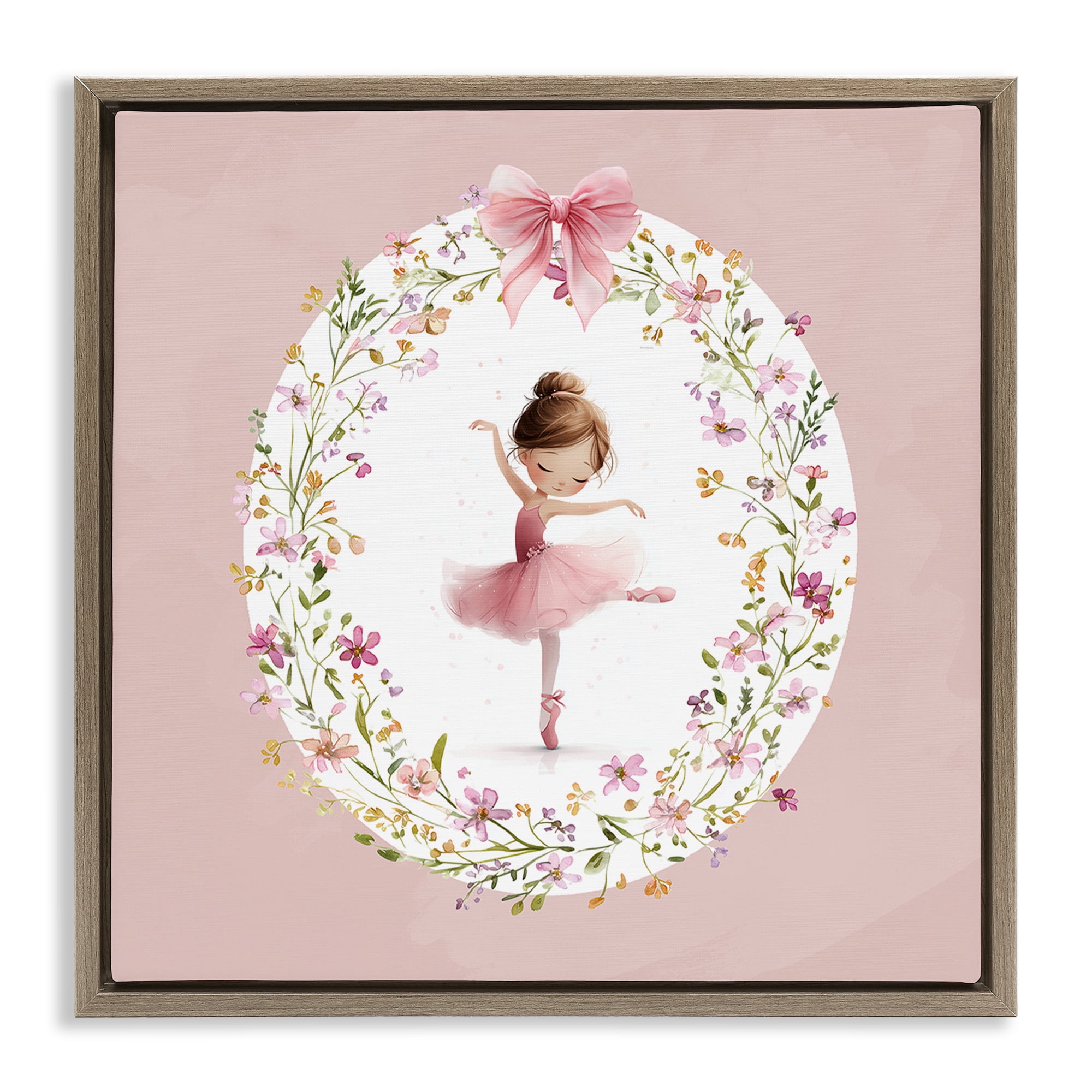 Stupell Industries Ballet Dancing Princess Brown Framed Floater Canvas Wall Art, design by Christine Simpson Art