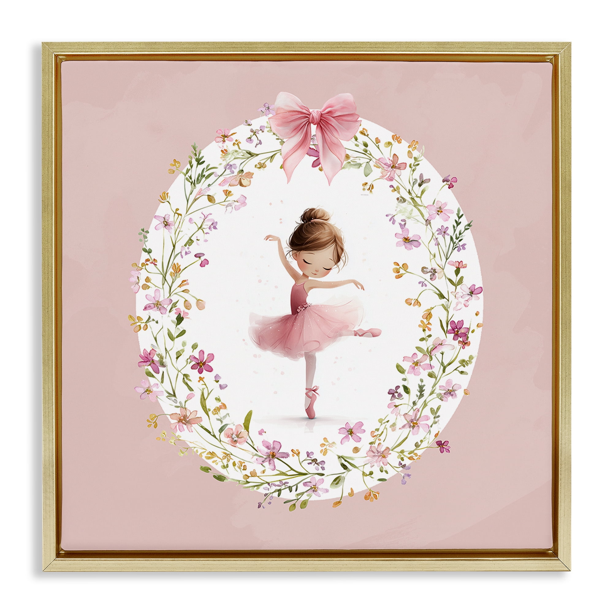 Stupell Industries Ballet Dancing Princess Gold Framed Floater Canvas Wall Art, design by Christine Simpson Art