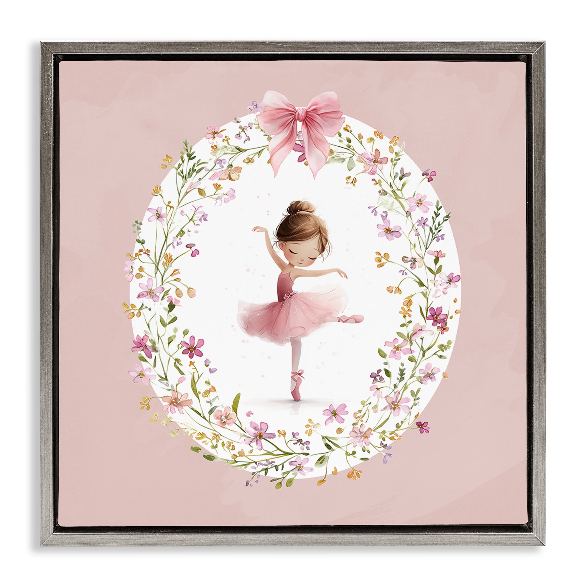 Stupell Industries Ballet Dancing Princess Gray Framed Floater Canvas Wall Art, design by Christine Simpson Art