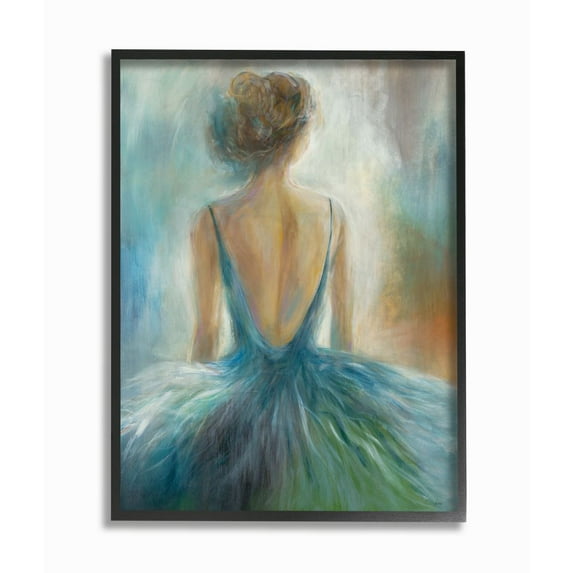 Stupell Industries Ballet Girl Blue Orange Figure Painting Black Framed Art Print Wall Art, 24x30, by Third and Wall