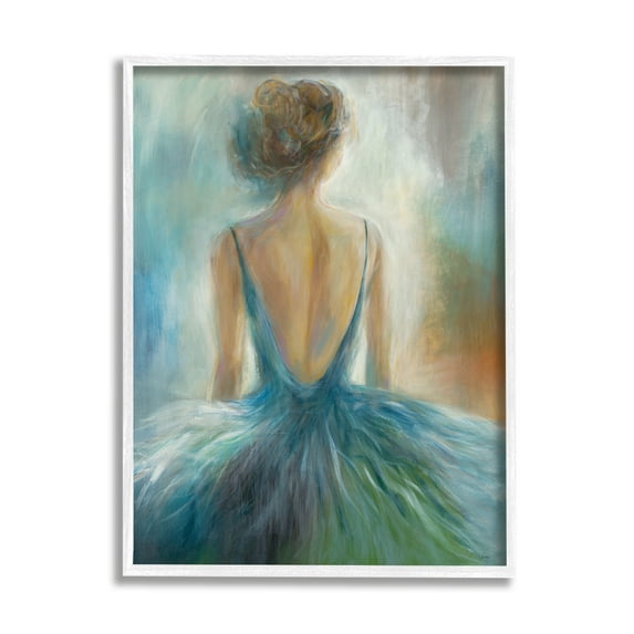 Stupell Industries Ballet Girl Blue Orange Figure Painting Framed Art Print Wall Art, 11x14, By Third and Wall