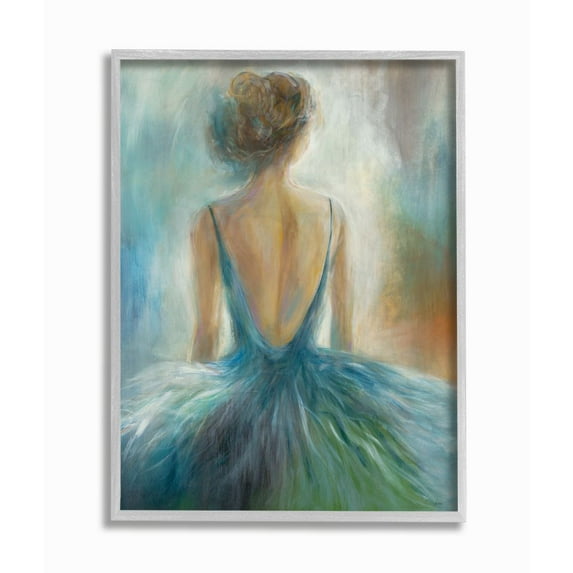 Stupell Industries Ballet Girl Blue Orange Figure Painting Gray Framed Art Print Wall Art, 16x20, by Third and Wall