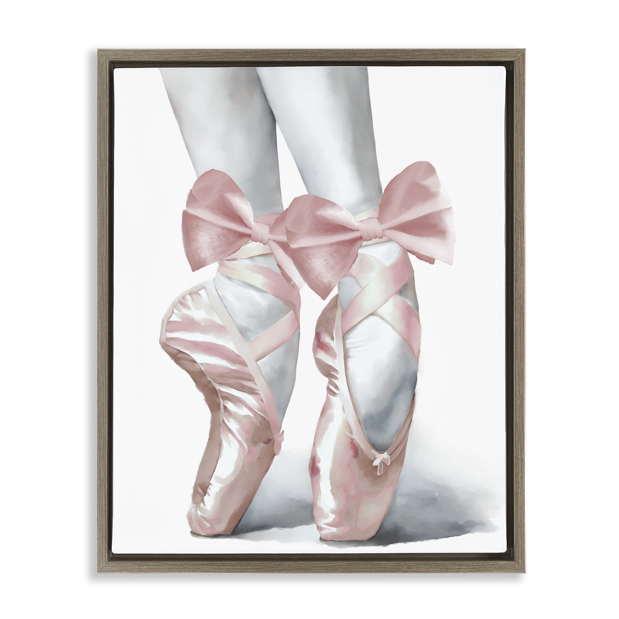 Stupell Industries Ballet Pointe Shoes Brown Framed Floater Canvas Wall Art, design by Elizabeth Medley