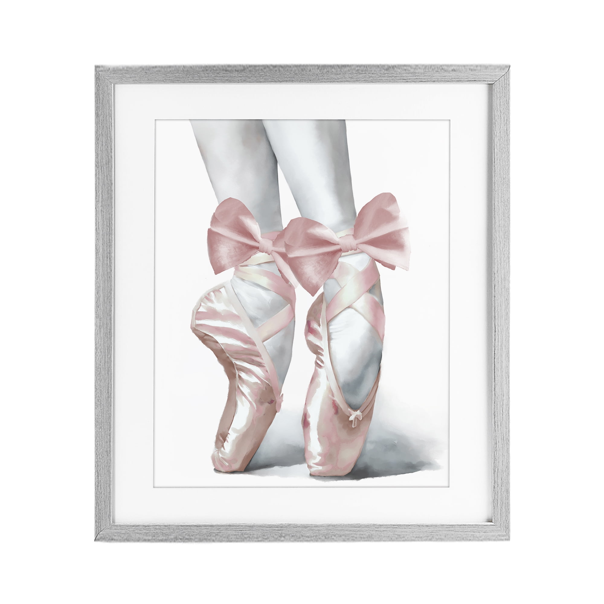Stupell Industries Ballet Pointe Shoes Gray Framed Print Under Glass, design by Elizabeth Medley