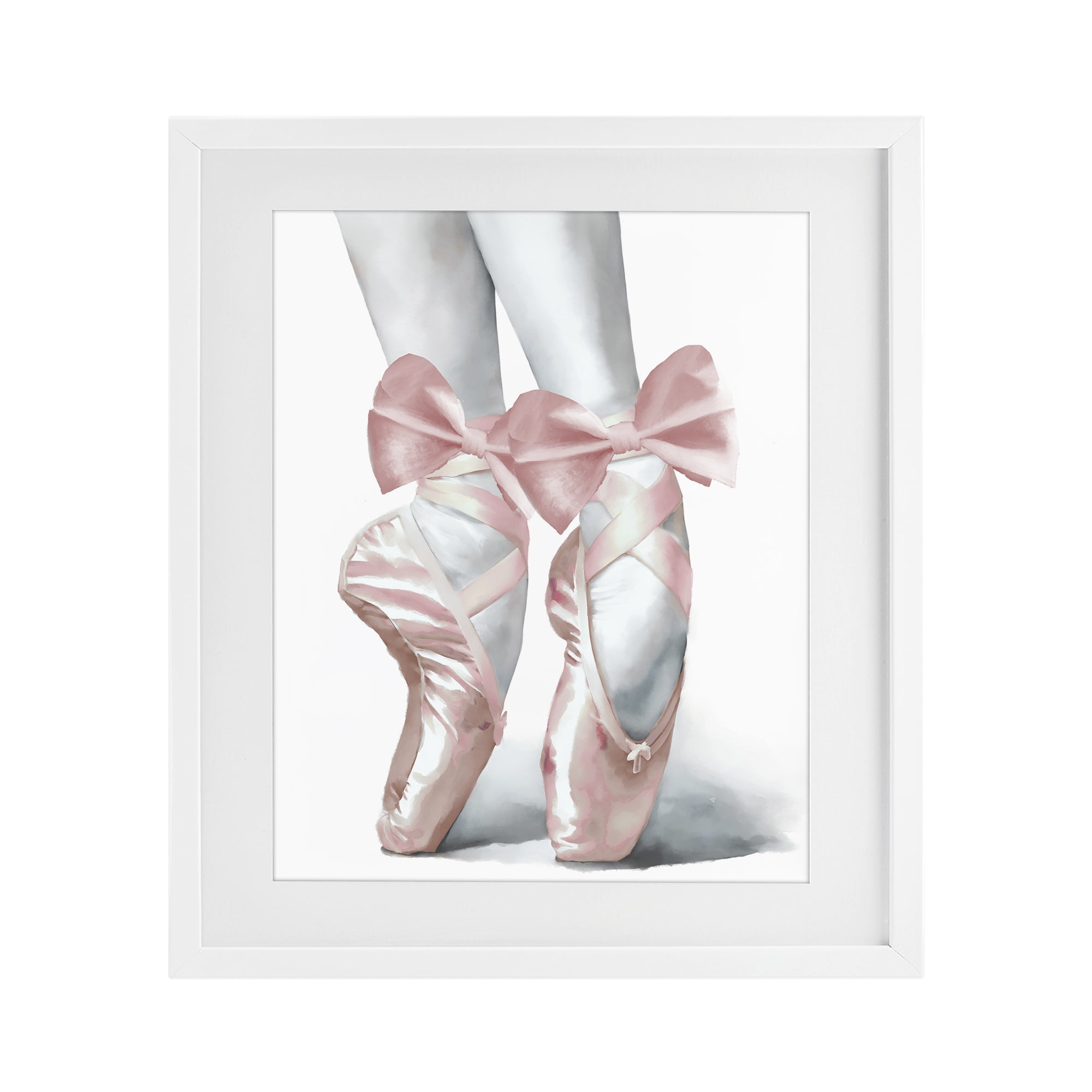 Stupell Industries Ballet Pointe Shoes White Framed Print Under Glass, design by Elizabeth Medley