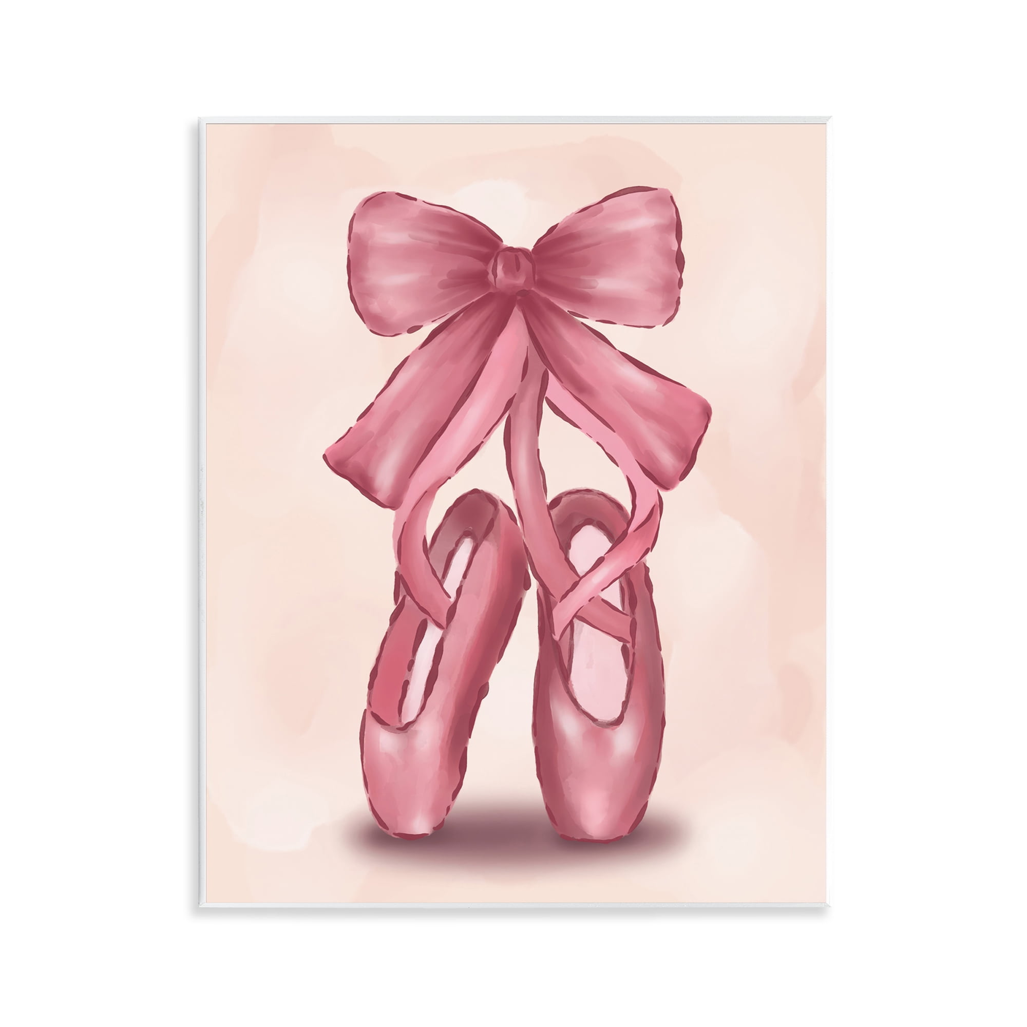 Stupell Industries Ballet Slippers Bow Entertainment Painting Unframed Art Print Wall Art, 11 x 14